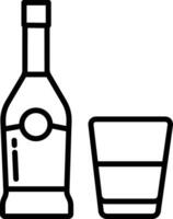 Brandy bicchiere e bottiglia schema illustrazione vettore