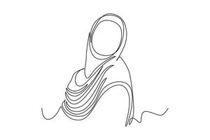 continuo uno linea disegno elegante e di moda hijab donna concetto. scarabocchio illustrazione. vettore