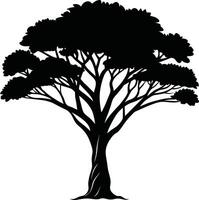 un' nero silhouette di un' africano albero vettore