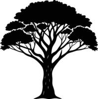 un' nero silhouette di un' africano albero vettore