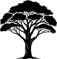 un' nero silhouette di un' africano albero vettore