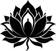 un' nero silhouette disegno di un' loto fiore vettore