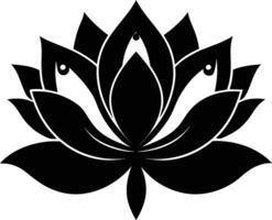 un' nero silhouette disegno di un' loto fiore vettore
