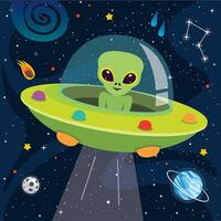 cartone animato illustrazione di un alieno vettore
