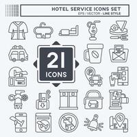 icona impostato Hotel servizio. relazionato per vacanza simbolo. linea stile. semplice design illustrazione vettore