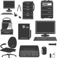 silhouette ufficio attrezzatura nero colore solo vettore