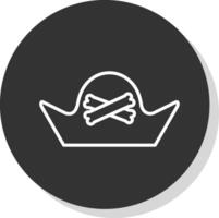 pirata cappello linea ombra cerchio icona design vettore