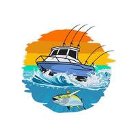 tonno pesca barca illustrazione logo vettore