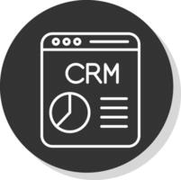 crm linea ombra cerchio icona design vettore