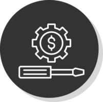 i soldi gestione linea ombra cerchio icona design vettore