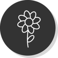 fiore linea ombra cerchio icona design vettore