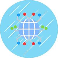 globale networking piatto cerchio icona design vettore