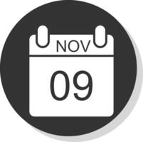 novembre glifo ombra cerchio icona design vettore