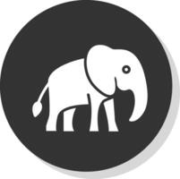 elefante glifo ombra cerchio icona design vettore