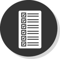elenco glifo ombra cerchio icona design vettore