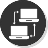 computer networking glifo ombra cerchio icona design vettore