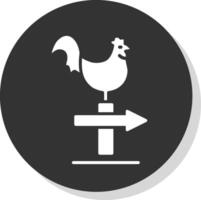pollo glifo ombra cerchio icona design vettore