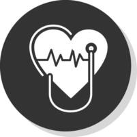cardiologia glifo ombra cerchio icona design vettore