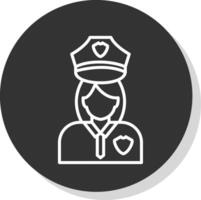 polizia donna glifo dovuto cerchio icona design vettore