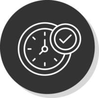 orologio glifo dovuto cerchio icona design vettore