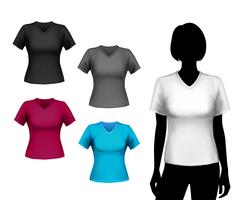 T-shirt donna set vettore