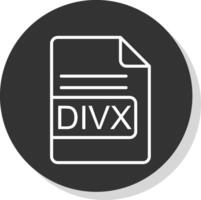divx file formato linea ombra cerchio icona design vettore