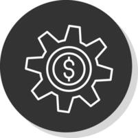 i soldi gestione linea ombra cerchio icona design vettore