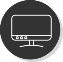 tv linea ombra cerchio icona design vettore