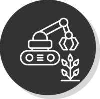 agricolo robot linea ombra cerchio icona design vettore