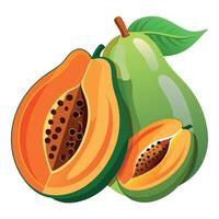 papaia frutta piatto stile illustrazione vettore