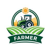 contadino logo illustrazione piatto 2d stile vettore