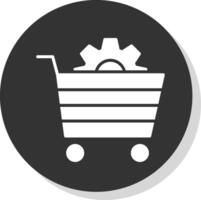 e-commerce soluzione glifo ombra cerchio icona design vettore