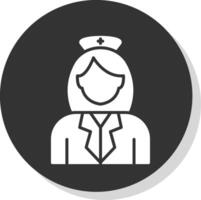 infermiera glifo ombra cerchio icona design vettore