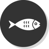 salmone glifo ombra cerchio icona design vettore