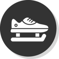 pattinare scarpe glifo ombra cerchio icona design vettore