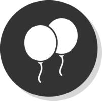 palloncini glifo ombra cerchio icona design vettore