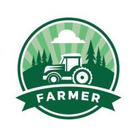contadino logo illustrazione piatto 2d stile vettore
