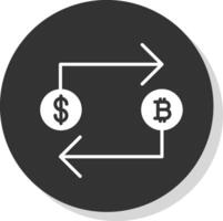 bitcoin scambio glifo ombra cerchio icona design vettore