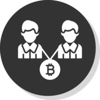 bitcoin commercio glifo ombra cerchio icona design vettore