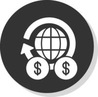 globale finanza glifo ombra cerchio icona design vettore