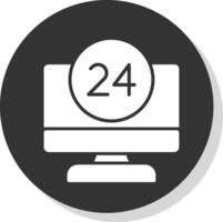 24 ora glifo ombra cerchio icona design vettore