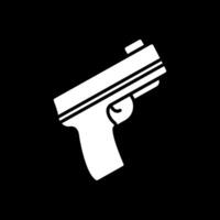 pistola glifo rovesciato icona design vettore
