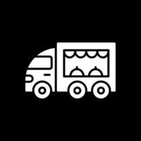 cibo camion glifo rovesciato icona design vettore