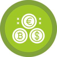 criptovaluta monete glifo dovuto cerchio icona design vettore