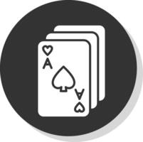 carta gioco glifo ombra cerchio icona design vettore