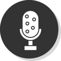 microfono glifo ombra cerchio icona design vettore