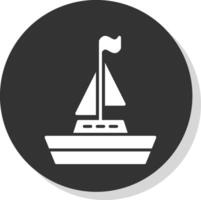barca glifo ombra cerchio icona design vettore