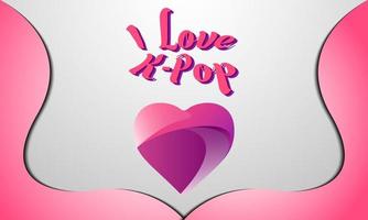 amo lo sfondo k pop. pop coreano. biglietto di auguri colorato, lettera, banner o poster. con l'icona del cuore. illustrazione vettoriale premium e di lusso