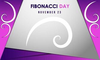 sfondo del giorno di fibonacci. 23 novembre. biglietto di auguri, lettera, poster o banner premium e di lusso. con icona a forma di rapporto aureo. illustrazione vettoriale