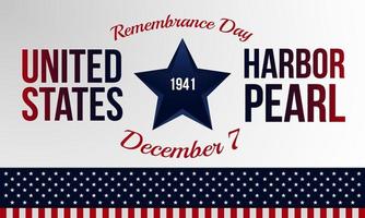 sfondo del giorno della memoria di Pearl Harbor. 7 dicembre. modello per banner, biglietto di auguri o poster. con stella, icona di ancoraggio e bandiera nazionale degli Stati Uniti. illustrazione vettoriale premium